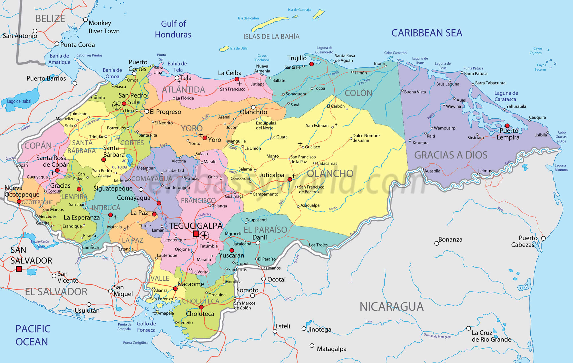 regional carte du honduras